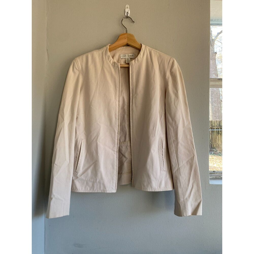New Casual Corner Stretch Canvas Cotton blend Zip up jacket Size 8
